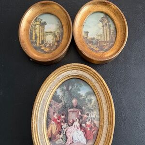 Vintage Italian Florentine Wood Wall Plaques Set of 3 from Italy 1970's